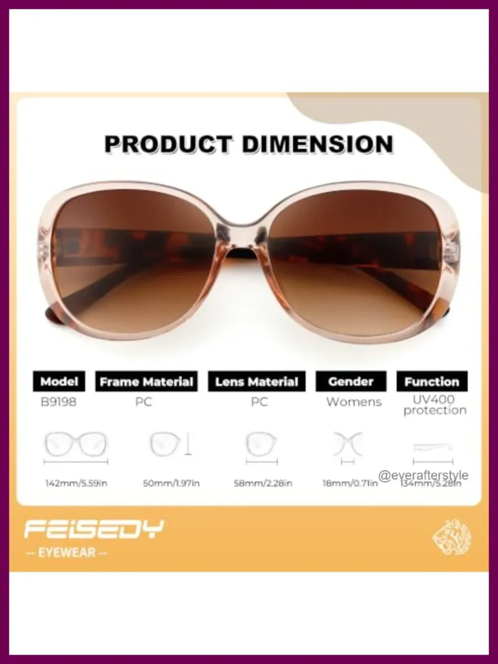Vintage Oversized Square Sunglasses UV400 Protection Lightweight Wraparound